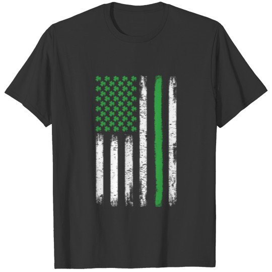 St. Patrick's Day Flag IRISH AMERICAN Shamrock T-shirt
