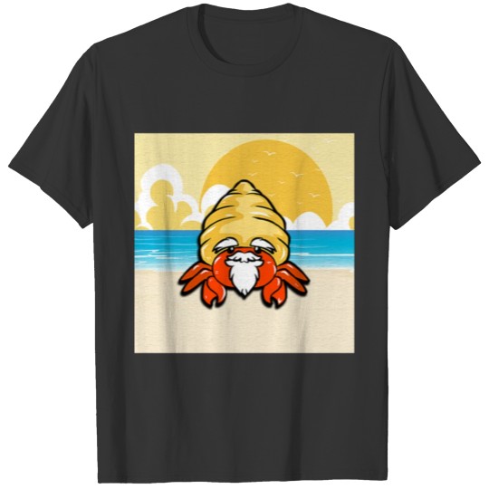 Beach crab cancer sea sun vacation yellow blue T Shirts