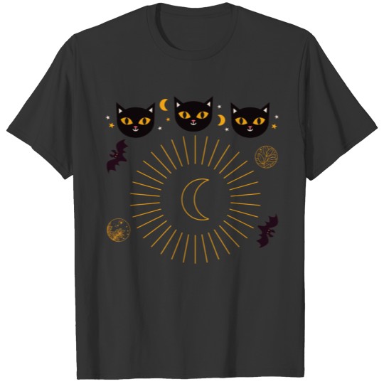 Black Cats Magic Moon Bats T Shirts