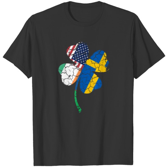 Swedish American Flag Irish Shamrock St Patricks T-shirt