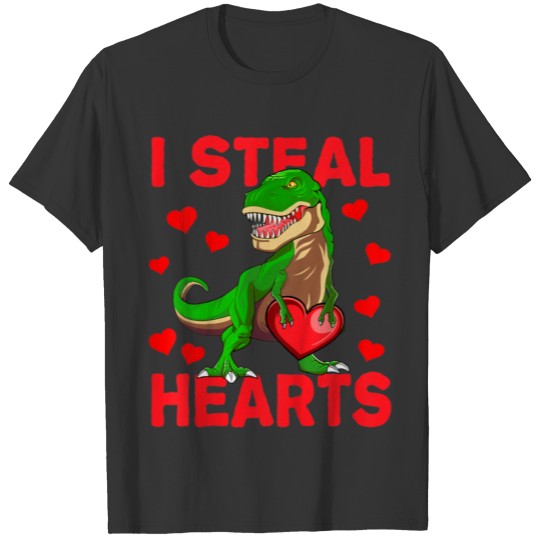 Kids I Steal Hearts Trex Dino Cute Baby Boy Valent T Shirts