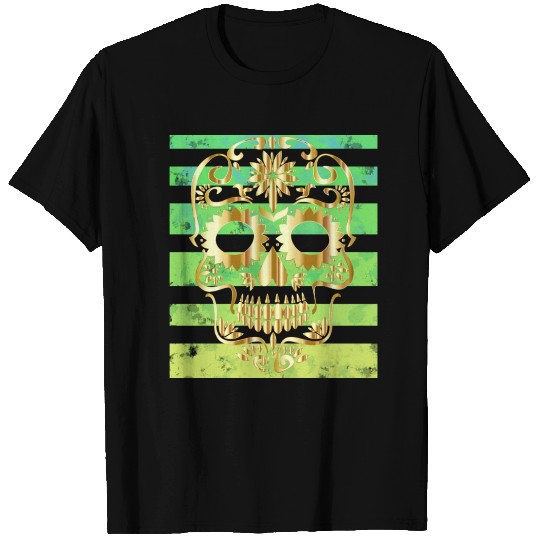 Golden Skeleton Head in the Sunset T Shirts
