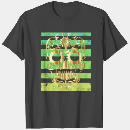 Golden Skeleton Head in the Sunset T Shirts