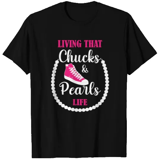 Chucks and Pearls in Pink T Shirts