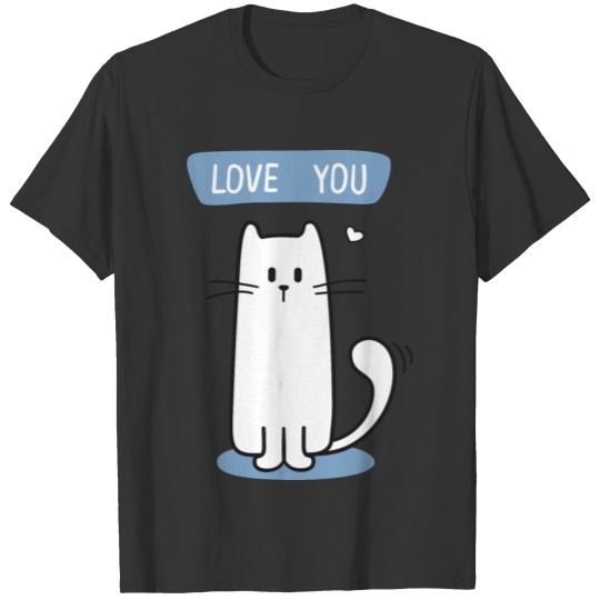 Cute cartoon cat with love you phrase T-shirt