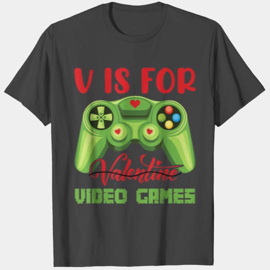 V Is For Video Games Funny Valentines Day Gamer Bo T Shirts