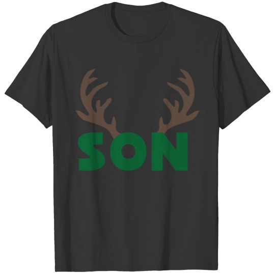 Funny son reindeer antlers Christmas family gift T Shirts