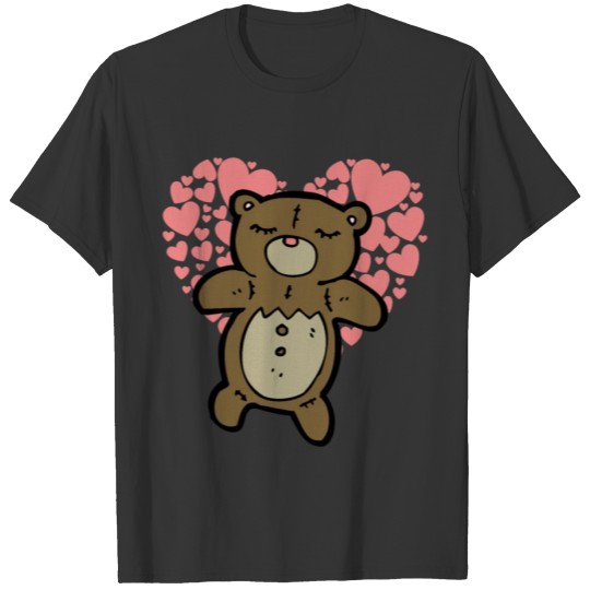 Valentine teddy with love hearts T-shirt