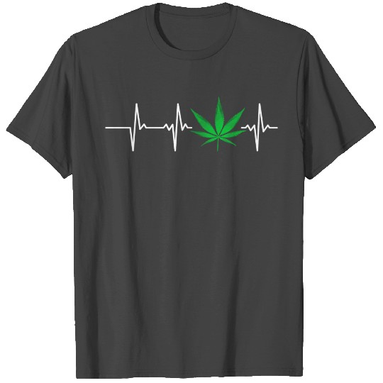 Marijuana Leaf Cannabis Stoner Hemp Heartbeat Desi T Shirts