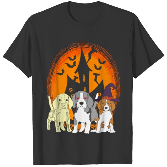 Spooky Beagle Skeleton Zombie Dog Lover Halloween T Shirts