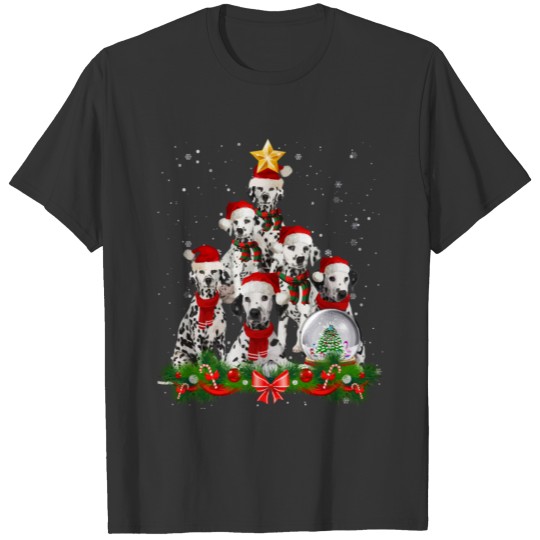 Dalmatian Dog Christmas Dog Light Tree Xmas Santa T Shirts