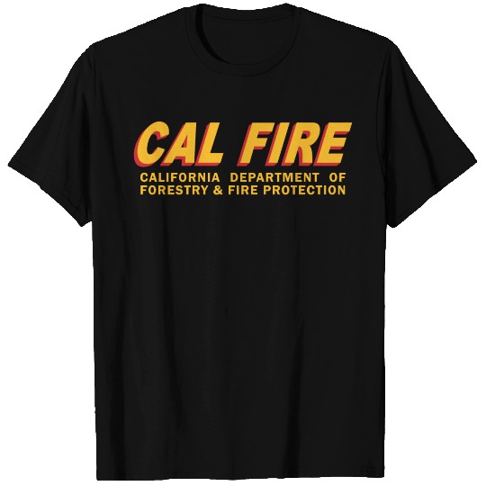 Cal Fire Text California Department black T Shirts