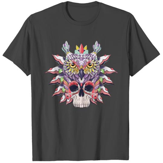 Patterned owl and skull T Shirts