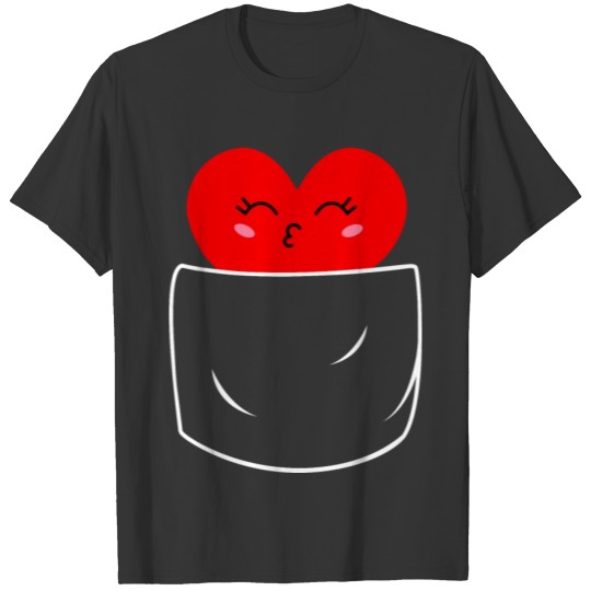 Heart love pocket Valentine's Day kiss T Shirts