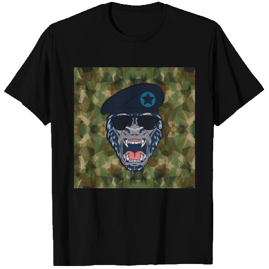Funny monkey as officer in military armed forces T Shirts