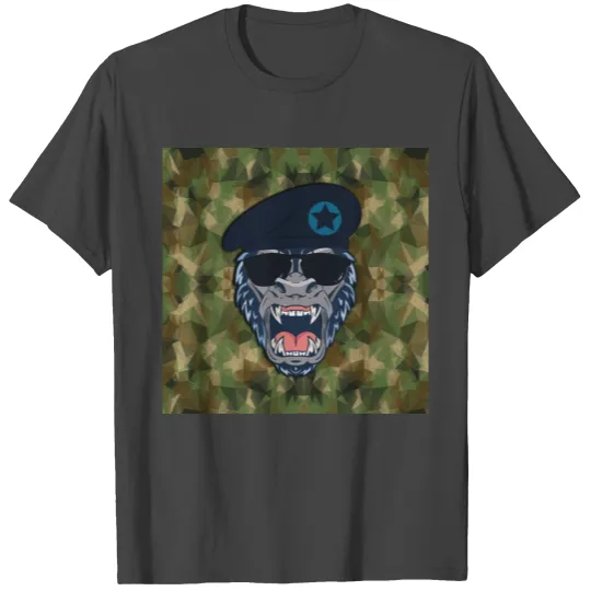 Funny monkey as officer in military armed forces T Shirts