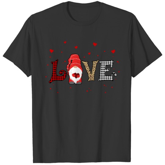 Love Gnome Valentines Day Buffalo Plaid Leopard T Shirts
