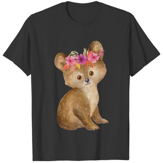 grizzly pet child pet baby flower wreath T Shirts