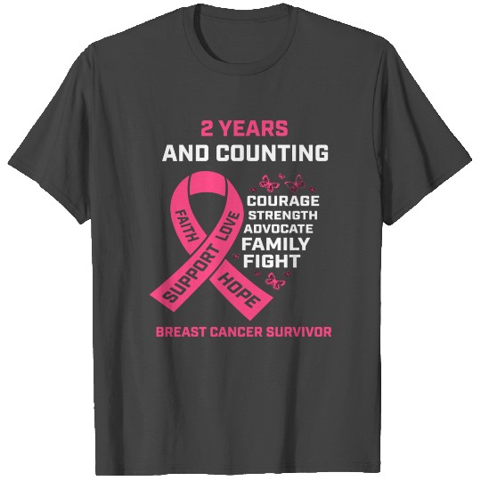 2 Years Cancer Free Pink Breast Cancer Survivor Gi T Shirts