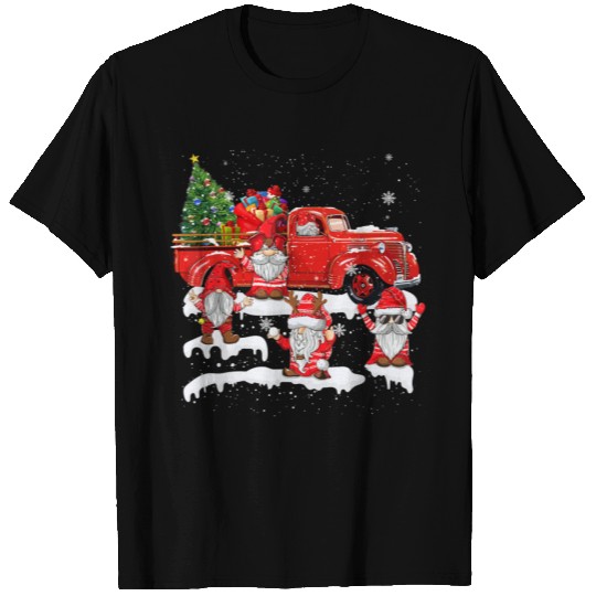 Merry Christmas Santa Gnome With Red Truck Gnomes T Shirts