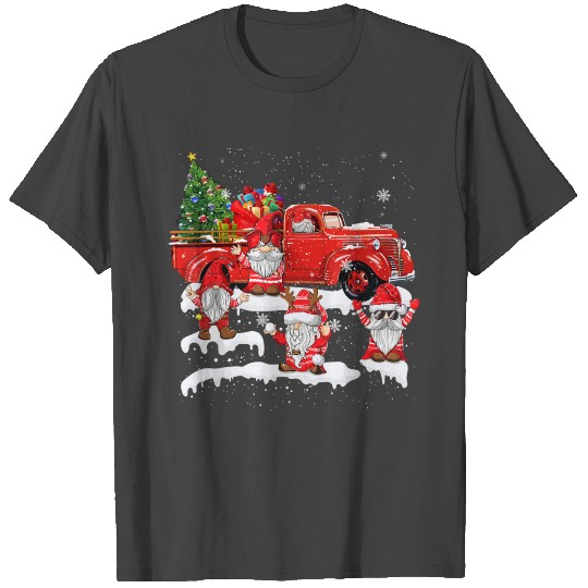 Merry Christmas Santa Gnome With Red Truck Gnomes T Shirts