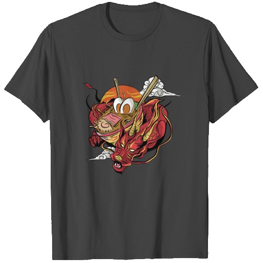 Japanese Dragon With Ramen Bowl T Shirts