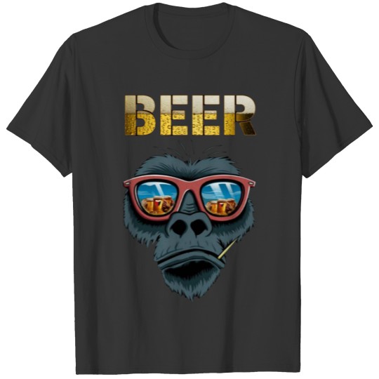 Beer monkey face T Shirts