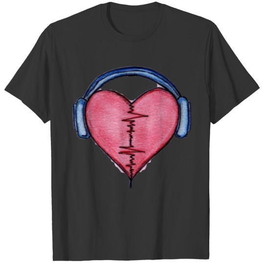 Heart beats for music T-shirt