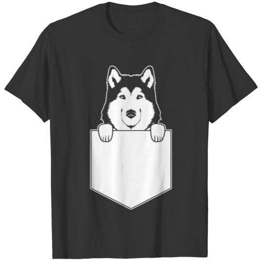 Alaskan Malamute Dog In A Pocket T Shirts