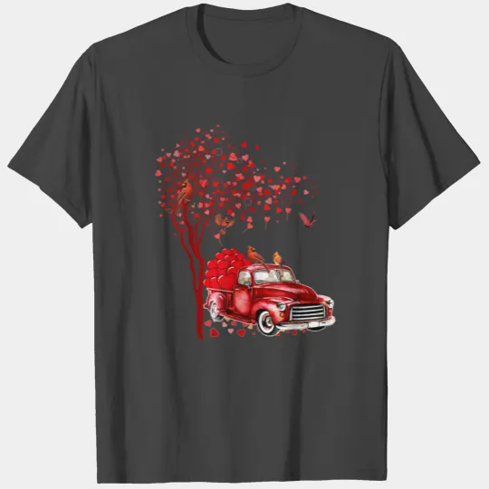 Cute Scottie Riding Red Truck Love Heart Valentin T Shirts