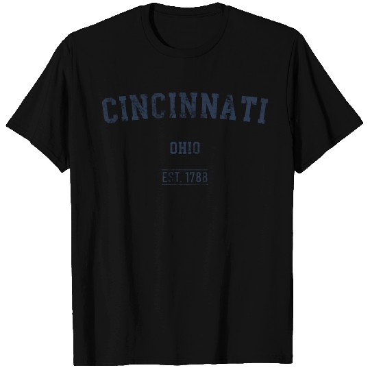 Cincinnati Ohio Distressed Text Sport Style T Shirts