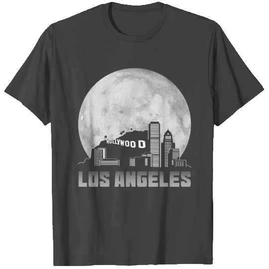 Los Angeles California Skyline Full Moon T Shirts