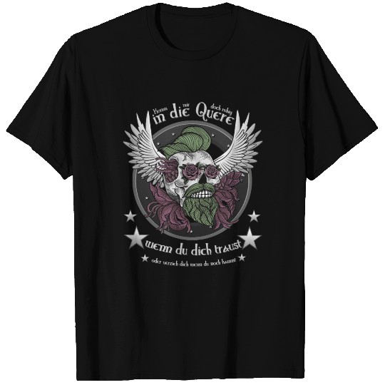Skull And Crossbones Beard Rocker Wings T Shirts