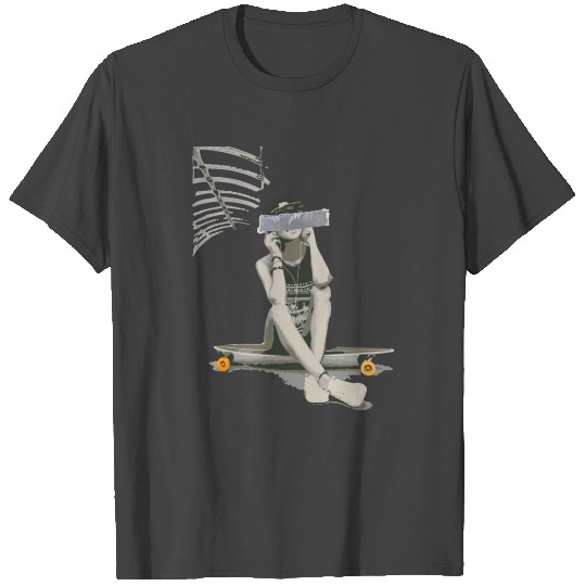Aesthetic girl - girl cruiser skate board T Shirts