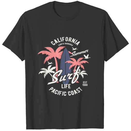 Beach Summer Surf Life Pacific on Coast T-shirt