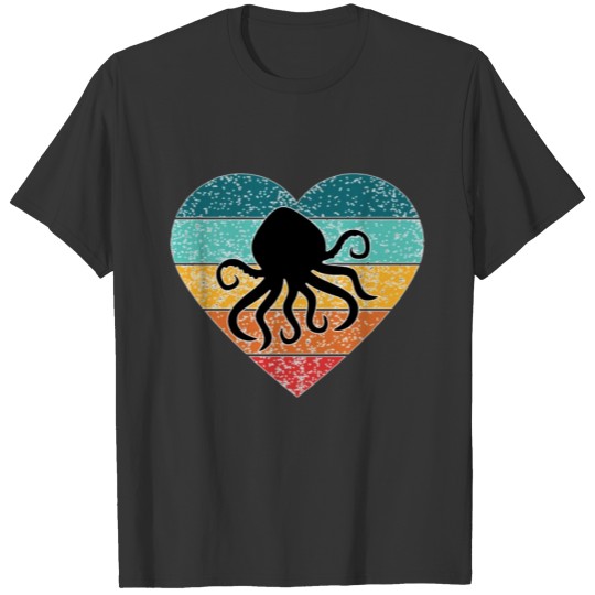Vintage Octopus Heart Shirt Valentine Underwater T-shirt