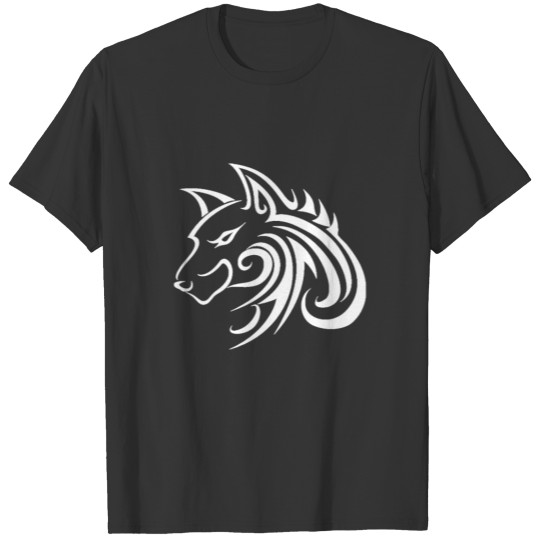 Wolf Tattoo Tribal Design White T-shirt