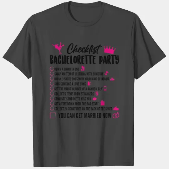 Bachelorette Party Checklist - Bride Squad T Shirts