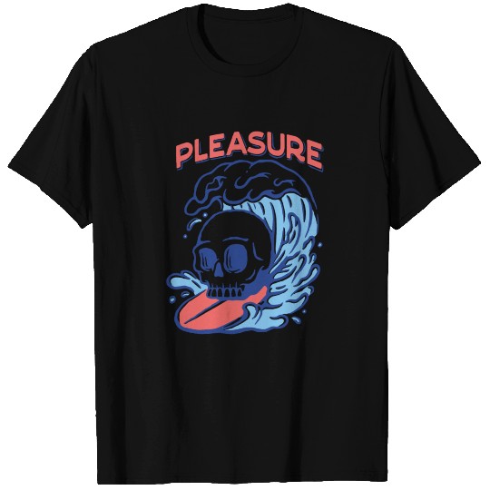 SURF PLEASURE SKULL RIDING WAVE T Shirts