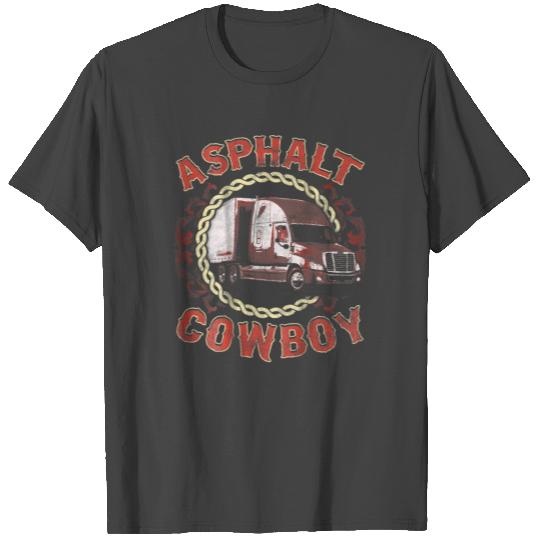 Asphalt Cowboy Trucker Truck Papa Husband T Shirts