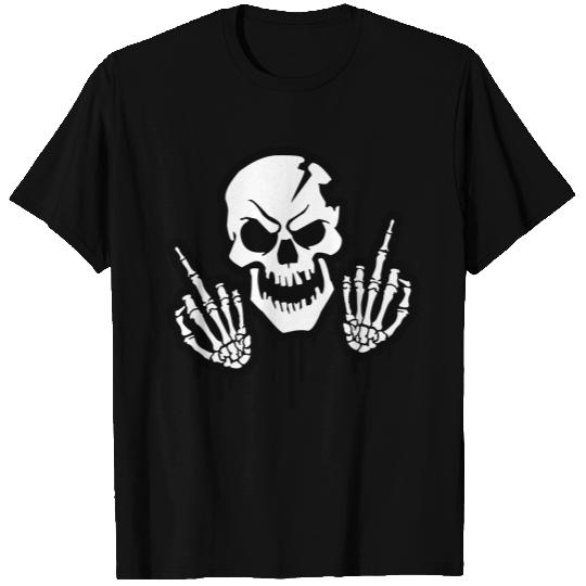 Skeleton Middle Finger Skull Symbol T Shirts