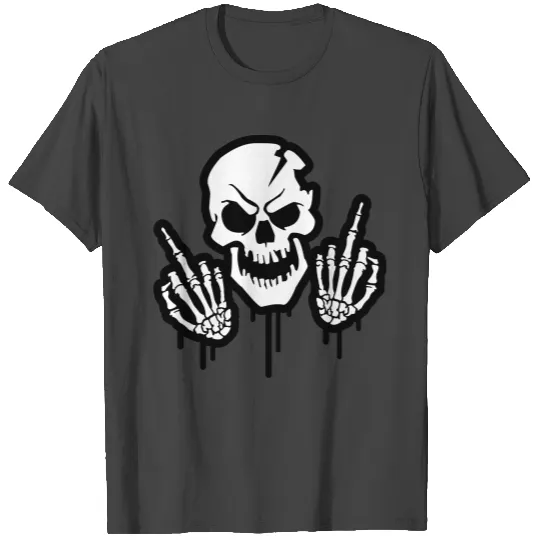 Skeleton Middle Finger Skull Symbol T Shirts