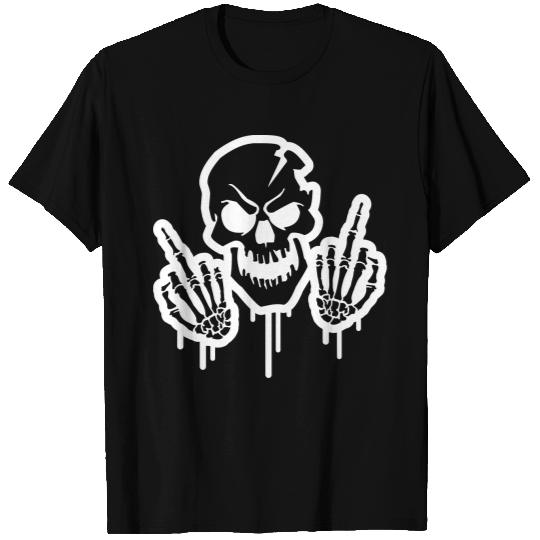 Skeleton Middle Finger Skull Symbol T Shirts