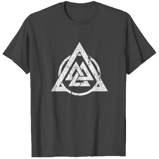 White norse valknut triangle circle distressed T Shirts