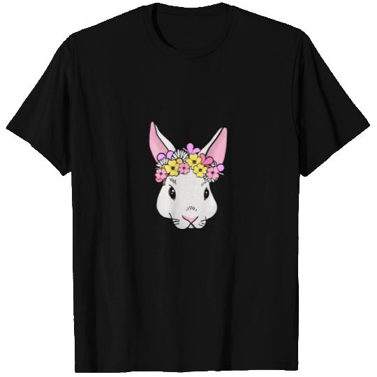 Rabbit with flower head happy easter 2021 T Shirts