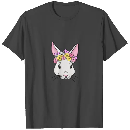 Rabbit with flower head happy easter 2021 T Shirts