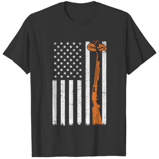 skeet shooting American Flag, sporting clay shoot T-shirt