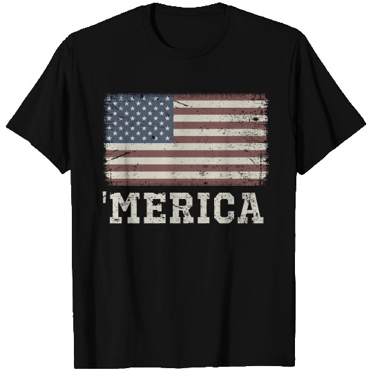 Merica Vintage Usa Flag T Shirts