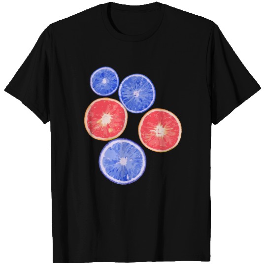 Orange fruit, blue and red T Shirts