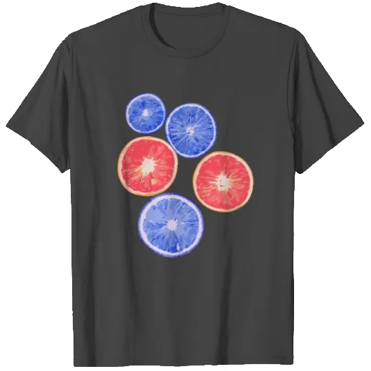 Orange fruit, blue and red T Shirts